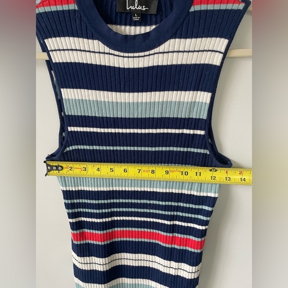 Lulu’s, women’s large, ribbed striped high neck sleeveless mini dress - Picture 3 of 6